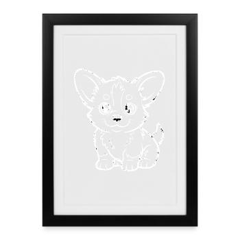 Chihuahua Line Kawaii Dog - Framed poster (27 × 37 cm) - black - Front