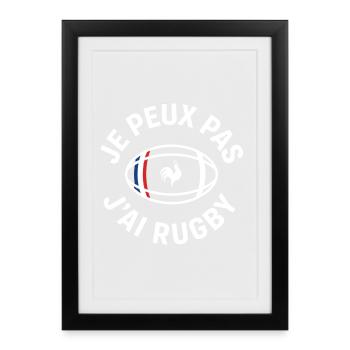 Coq Rugby Français – Je peux pas - Affiche encadrée (27 × 37 cm) - noir - Devant