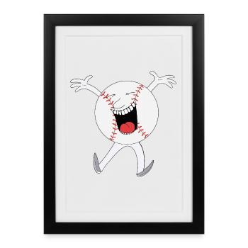 Laughing Baseball Mascot - Framed poster (27 × 37 cm) - black - Front