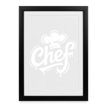 Lettrage du logo du chef - Affiche encadrée (27 × 37 cm) - noir - Devant