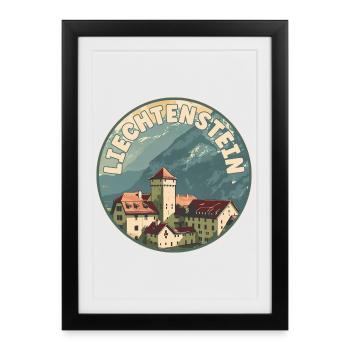 Explore Liechtenstein Vaduz Castle Travel Art - Framed poster (27 × 37 cm) - black - Front