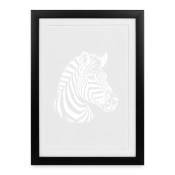 Zebra – black and white graphic with a zebra - Framed poster (27 × 37 cm) - black - Front