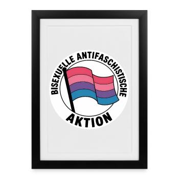 Bisexual Action - Antifa Pride Badge - Framed poster (27 × 37 cm) - black - Front