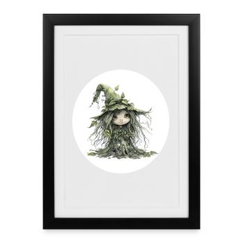 Forest fairy goblin in the leaf forest - Framed poster (27 × 37 cm) - black - Front