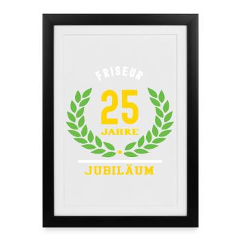 25e ans anniversaire du salon de coiffure - Affiche encadrée (27 × 37 cm) - noir - Devant