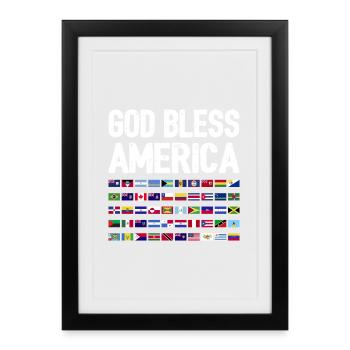 God Bless America Continent All Countries Heritage - Framed poster (27 × 37 cm) - black - Front