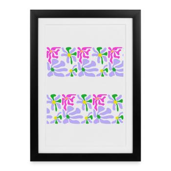 Art Abstrait Fleurs - Affiche encadrée (27 × 37 cm) - noir - Devant