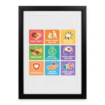 Human Rights Equality Inclusion Statement - Framed poster (27 × 37 cm) - black - Front