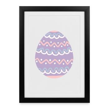 Œuf de Pâques ondulé pastel - Affiche encadrée (27 × 37 cm) - noir - Devant