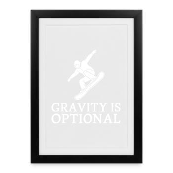 La gravité est optionnelle pour les sports d’hiver pour snowboardeurs - Affiche encadrée (27 × 37 cm) - noir - Devant