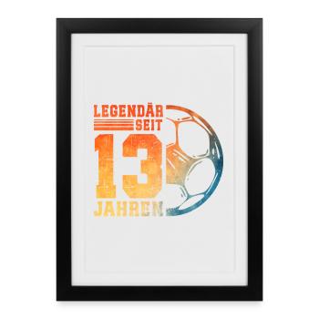 13th Birthday Soccer 13 Years Boy Teenager - Framed poster (27 × 37 cm) - black - Front