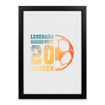 20. Geburtstag Fußball 20 Jahre Junge Mann - Gerahmtes Poster (27 × 37 cm) - Schwarz - Vorne