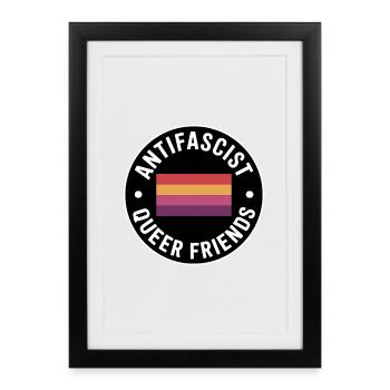 Antifascist Queer Friends - Antifa Merch - Framed poster (27 × 37 cm) - black - Front
