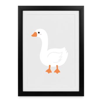 Bec d’Orange de dessin animé Oie - Affiche encadrée (27 × 37 cm) - noir - Devant