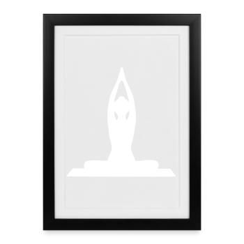 Yoga Silhouette Méditation Blanche - Affiche encadrée (27 × 37 cm) - noir - Devant