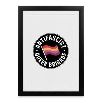 Antifascist Queer Brigade - Antifa Pride Merch - Framed poster (27 × 37 cm) - black - Front
