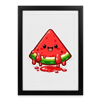 Wassermelonen Lächeln Sticker - Gerahmtes Poster (27 × 37 cm) - Schwarz - Vorne