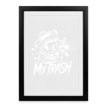 Aggressive rat in the trash can – My Trash Fun - Framed poster (27 × 37 cm) - black - Front