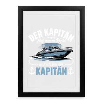 Captain Boat Boat License - Framed poster (27 × 37 cm) - black - Front