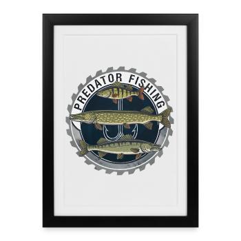 Pêche aux prédateurs Raubfisch Angeln - Affiche encadrée (27 × 37 cm) - noir - Devant