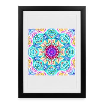 Couleurs tropicales du Mandala Kaleidoscope - Affiche encadrée (27 × 37 cm) - noir - Devant