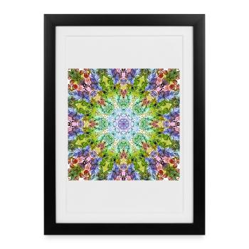 Mandala de Fleurs Kaléidoscope - Affiche encadrée (27 × 37 cm) - noir - Devant