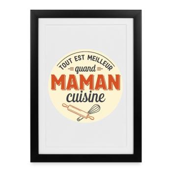 Cadeau pour Maman Maman cuisine  - Affiche encadrée (27 × 37 cm) - noir - Devant