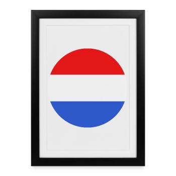 Drapeau rond du Luxembourg - Affiche encadrée (27 × 37 cm) - noir - Devant