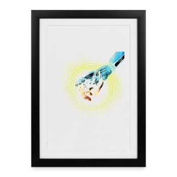 ordinateur main robot IA code cyborg numérique pc - Affiche encadrée (27 × 37 cm) - noir - Devant
