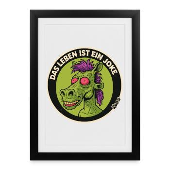 Life Is A Burle Horse Rétro - Affiche encadrée (27 × 37 cm) - noir - Devant