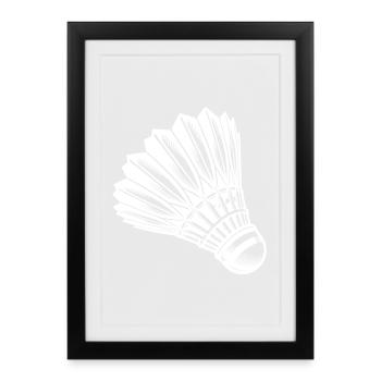 Badminton tatoué - Sport avec vitesse - Affiche encadrée (27 × 37 cm) - noir - Devant