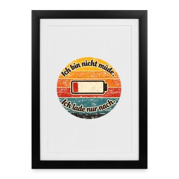 Je ne recharge qu’après la batterie rétro - Affiche encadrée (27 × 37 cm) - noir - Devant