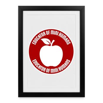 Éducatrice de petits humains Enseignante des enfants drôles - Affiche encadrée (27 × 37 cm) - noir - Devant