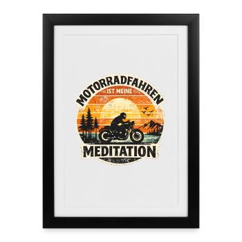 Motorcycle Meditation Sunset - Framed poster (27 × 37 cm) - black - Front
