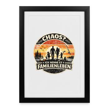 Family chaos on the beach: joie de vivre - Framed poster (27 × 37 cm) - black - Front