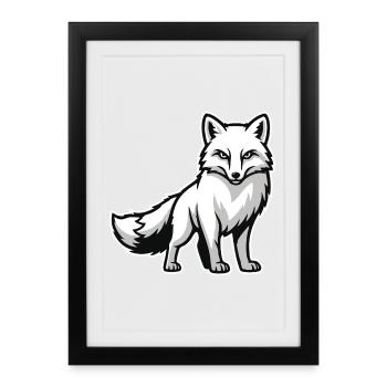 Arctic Fox Arctic White Animal Nature Logo - Framed poster (27 × 37 cm) - black - Front