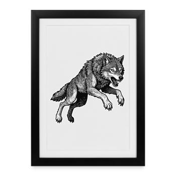 Wild Wolf Race Mascot Alpha Wolf - Framed poster (27 × 37 cm) - black - Front