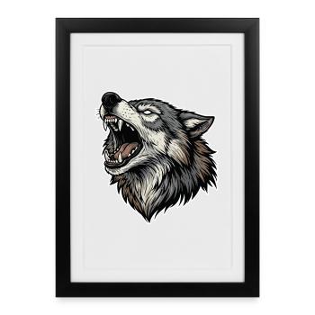 Loup Sauvage Hurlant Mascotte Alpha Wolf - Affiche encadrée (27 × 37 cm) - noir - Devant