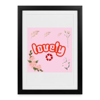 Lucky Neon Floral on Pink - Framed poster (27 × 37 cm) - black - Front