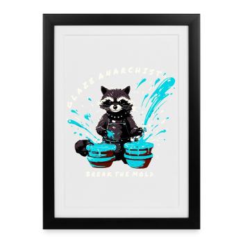 Glaze Anarchist Raccoon - Break the Mold - Framed poster (27 × 37 cm) - black - Front