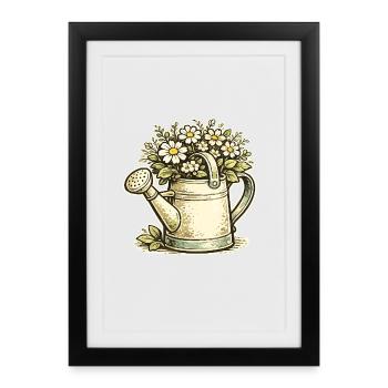 Arrosoir de fleurs vintage - Affiche encadrée (27 × 37 cm) - noir - Devant