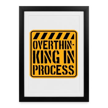 Trop réfléchir en processus Drôle de dicto sombre Logo - Affiche encadrée (27 × 37 cm) - noir - Devant