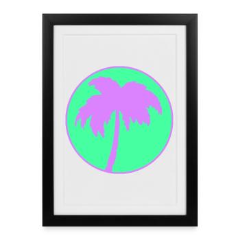 Silhouette du cercle de palmiers au néon - Affiche encadrée (27 × 37 cm) - noir - Devant