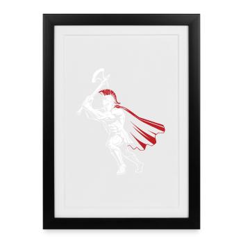 Guerrier Spartiate Hache Mascotte Spartan Axeman - Affiche encadrée (27 × 37 cm) - noir - Devant