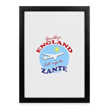 Adieu l’Angleterre. Allons à Zante. - Affiche encadrée (27 × 37 cm) - noir - Devant