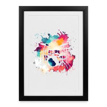 Drums colorful - Framed poster (27 × 37 cm) - black - Front