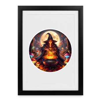 Moonlit Witch Cauldron Magic - Framed poster (27 × 37 cm) - black - Front