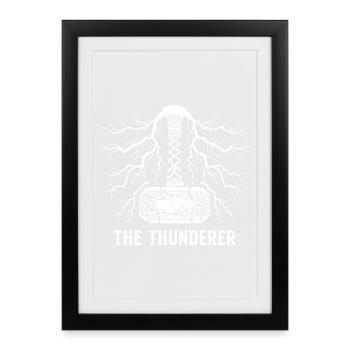 The Thunderer Thor's Hammer Mjölnir Lightning - Framed poster (27 × 37 cm) - black - Front