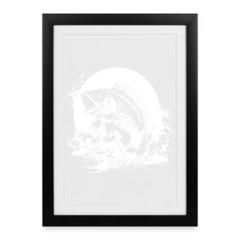 Dessin de pêche - Affiche encadrée (27 × 37 cm) - noir - Devant