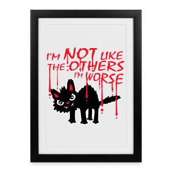 Chat noir Je ne suis pas comme les autres Je suis pire - Affiche encadrée (27 × 37 cm) - noir - Devant